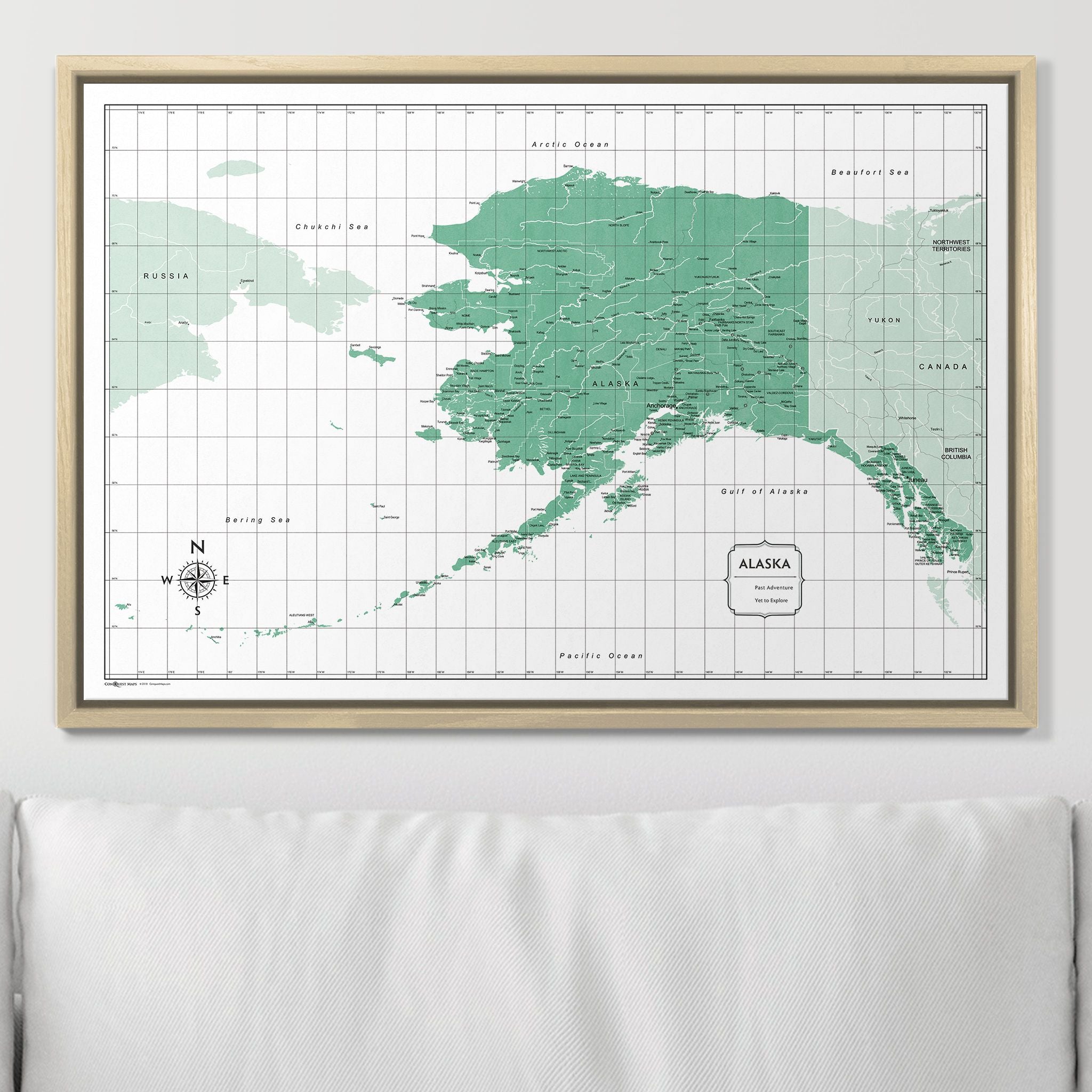 Push Pin Alaska Map (Pin Board) - Green Color Splash CM Pin Board