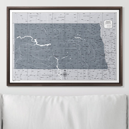 Push Pin North Dakota Map (Pin Board) - Dark Gray Color Splash CM Pin Board