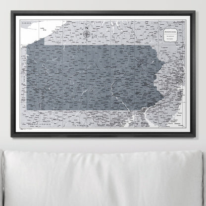 Push Pin Pennsylvania Map (Pin Board) - Dark Gray Color Splash CM Pin Board