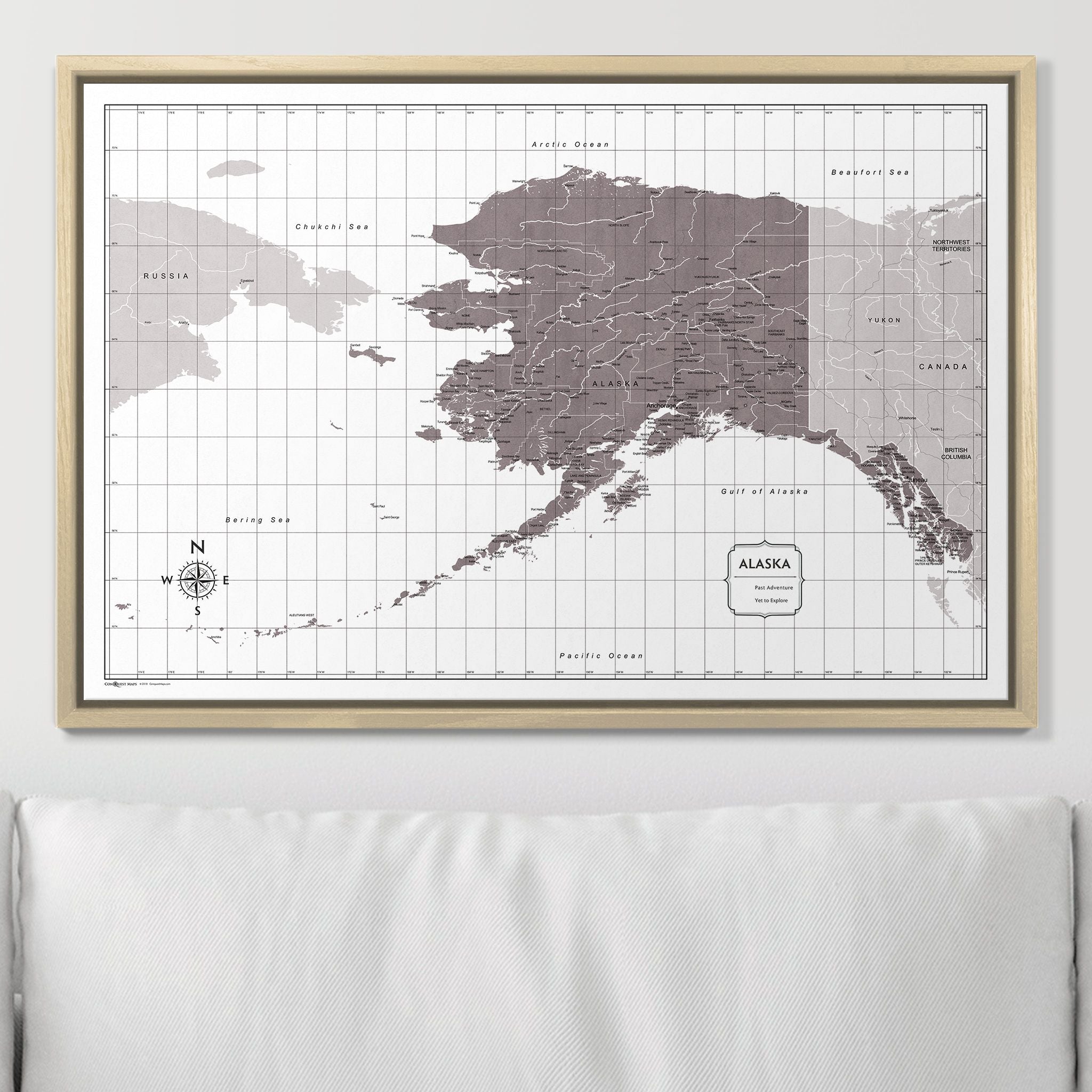 Push Pin Alaska Map (Pin Board) - Dark Brown Color Splash CM Pin Board