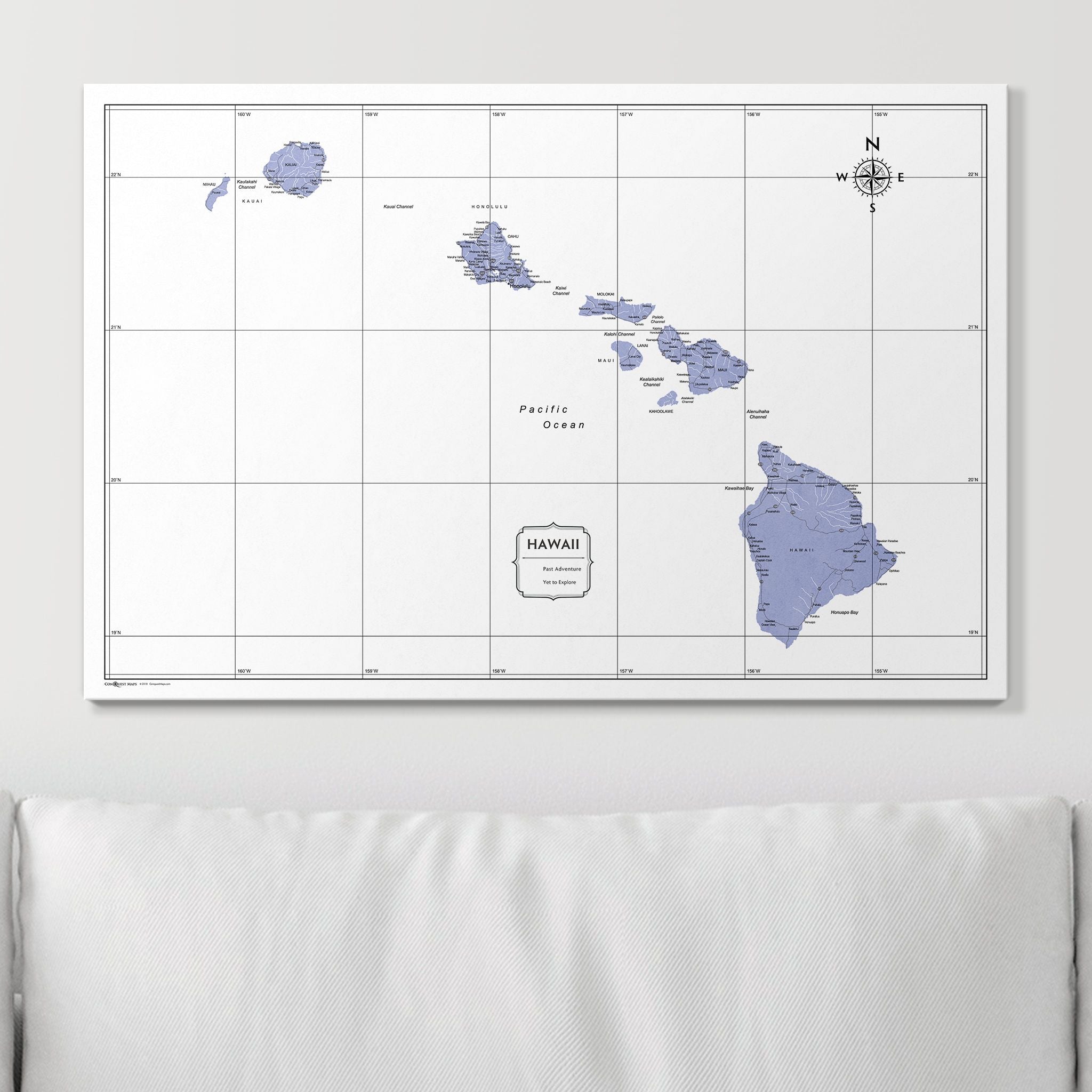 Push Pin Hawaii Map (Pin Board) - Purple Color Splash CM Pin Board