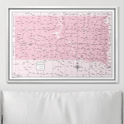 Push Pin South Dakota Map (Pin Board) - Pink Color Splash CM Pin Board