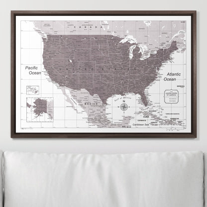 Push Pin USA Map (Pin Board) - Dark Brown Color Splash CM Pin Board