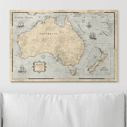 Push Pin Australia Map (Pin Board) - Rustic Vintage CM Pin Board