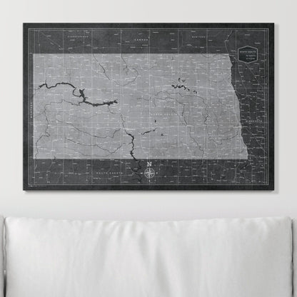 Push Pin North Dakota Map (Pin Board) - Modern Slate CM Pin Board