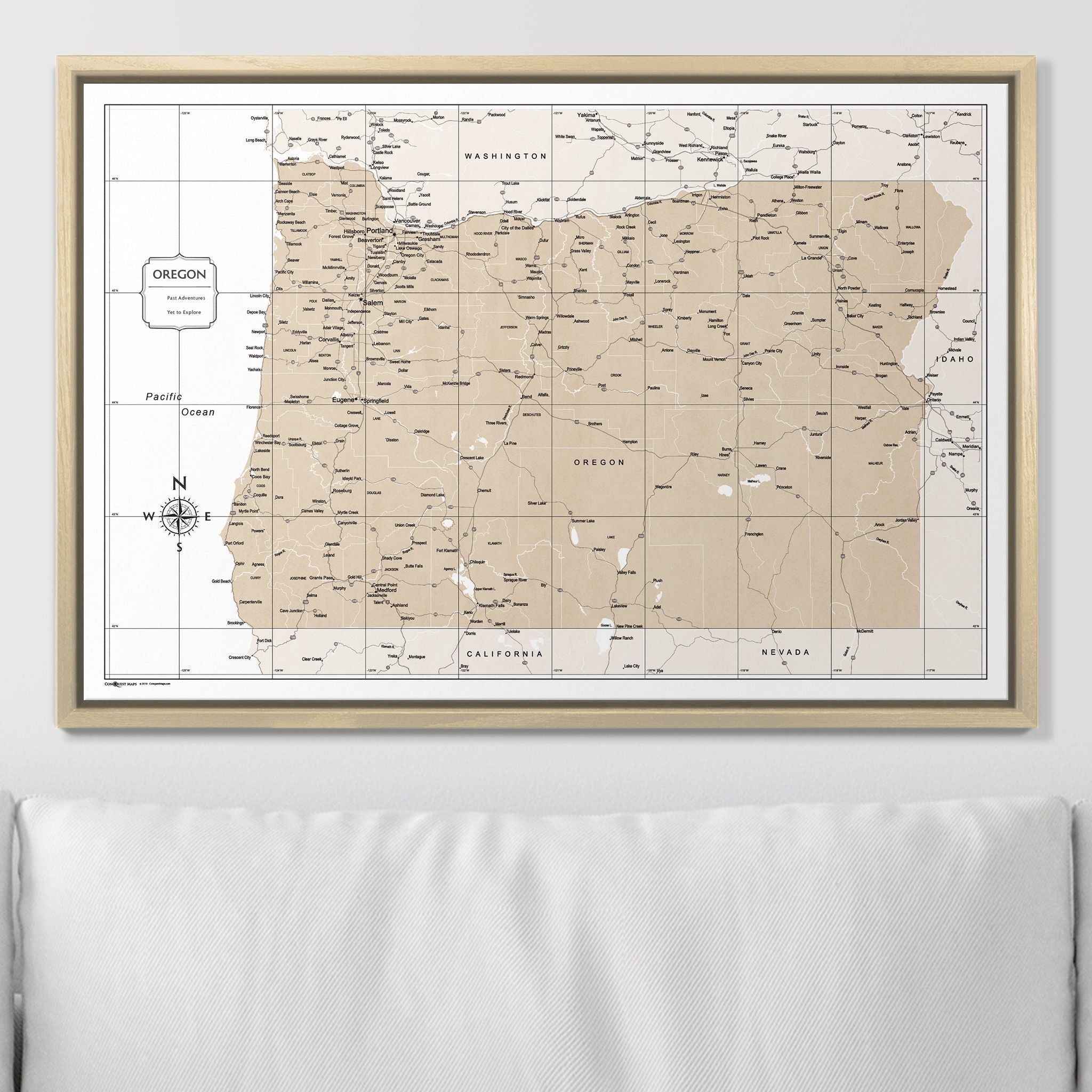 Push Pin Oregon Map (Pin Board) - Light Brown Color Splash CM Pin Board