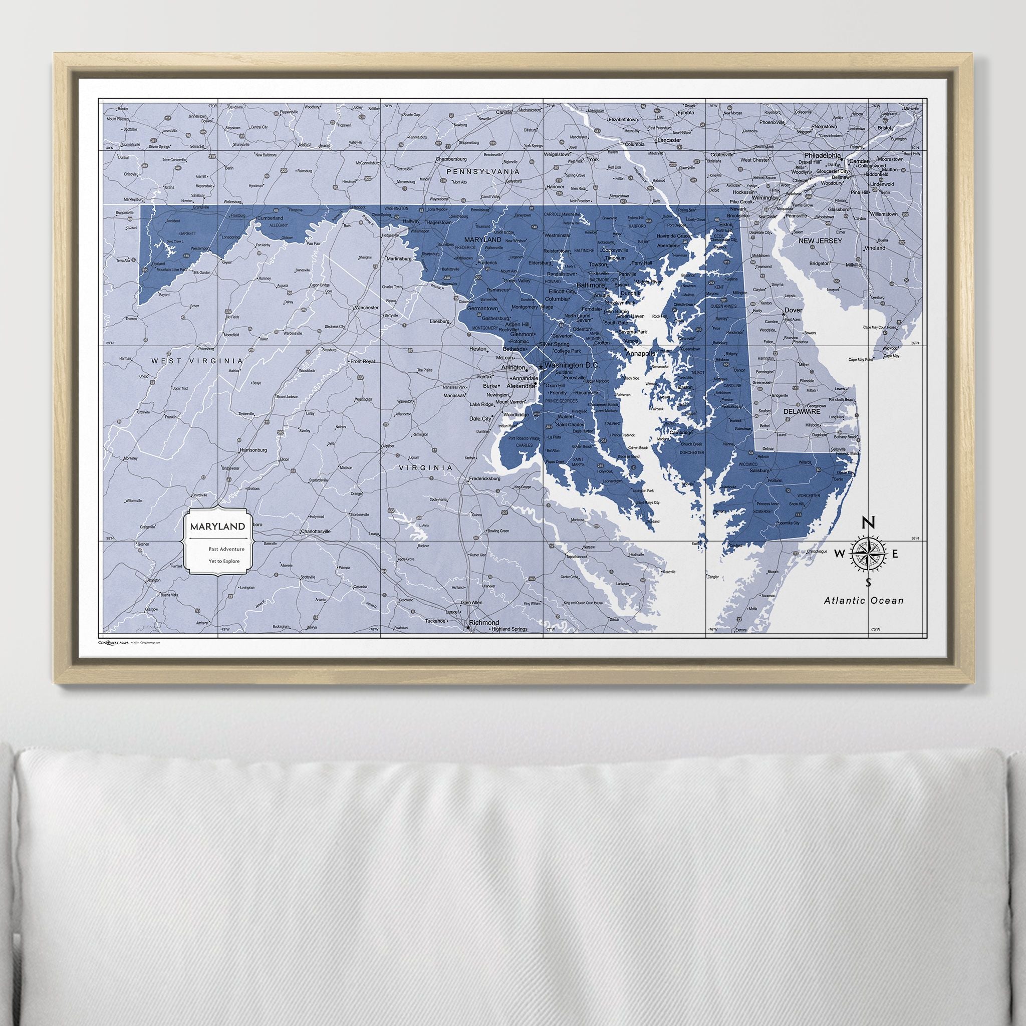 Push Pin Maryland Map (Pin Board) - Navy Color Splash CM Pin Board