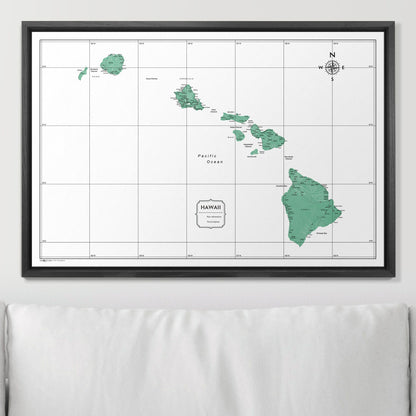 Push Pin Hawaii Map (Pin Board) - Green Color Splash CM Pin Board