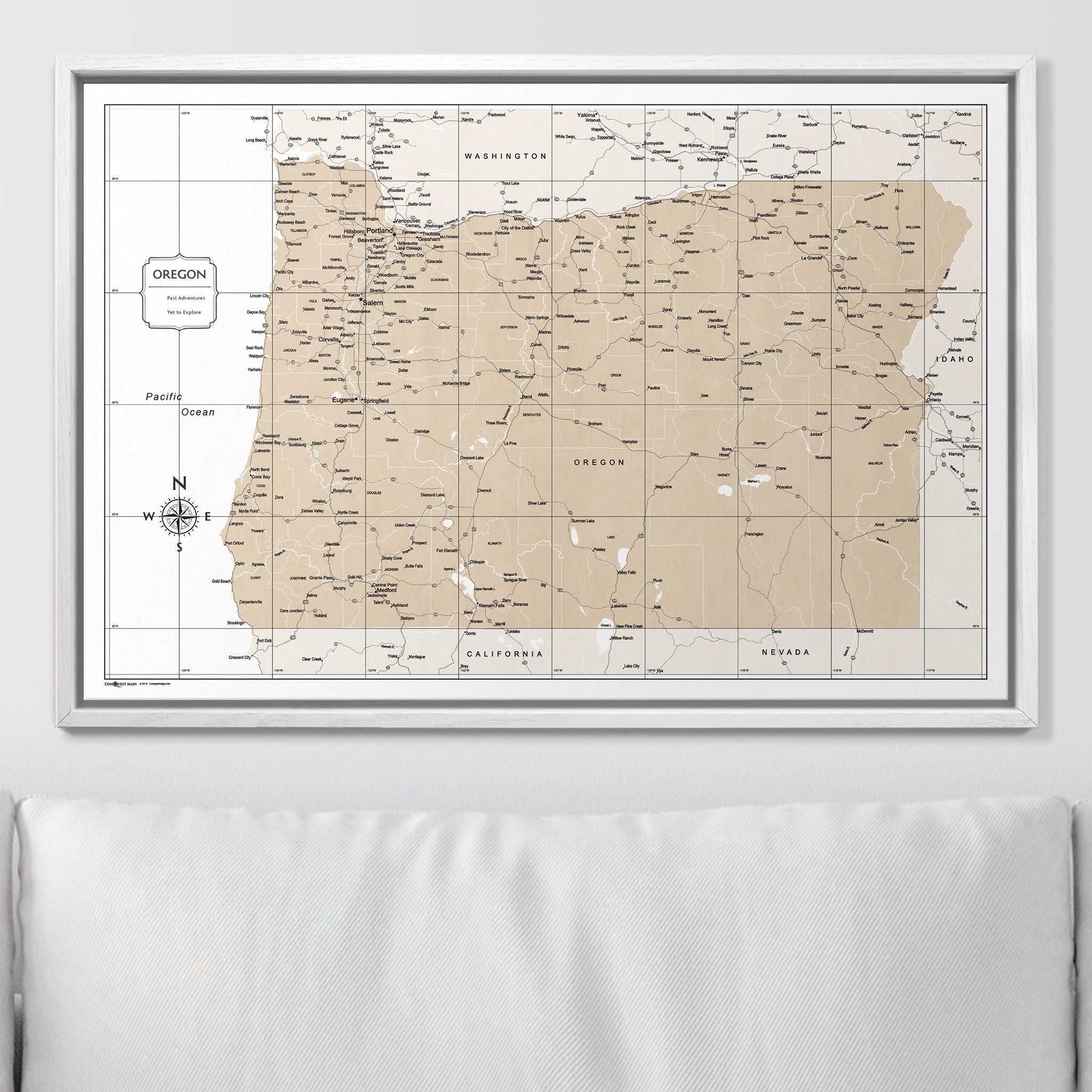 Push Pin Oregon Map (Pin Board) - Light Brown Color Splash CM Pin Board