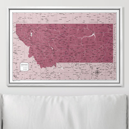 Push Pin Montana Map (Pin Board) - Burgundy Color Splash CM Pin Board