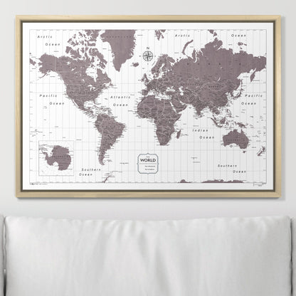 Push Pin World Map (Pin Board) - Dark Brown Color Splash CM Pin Board