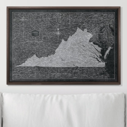 Push Pin Virginia Map (Pin Board) - Modern Slate CM Pin Board