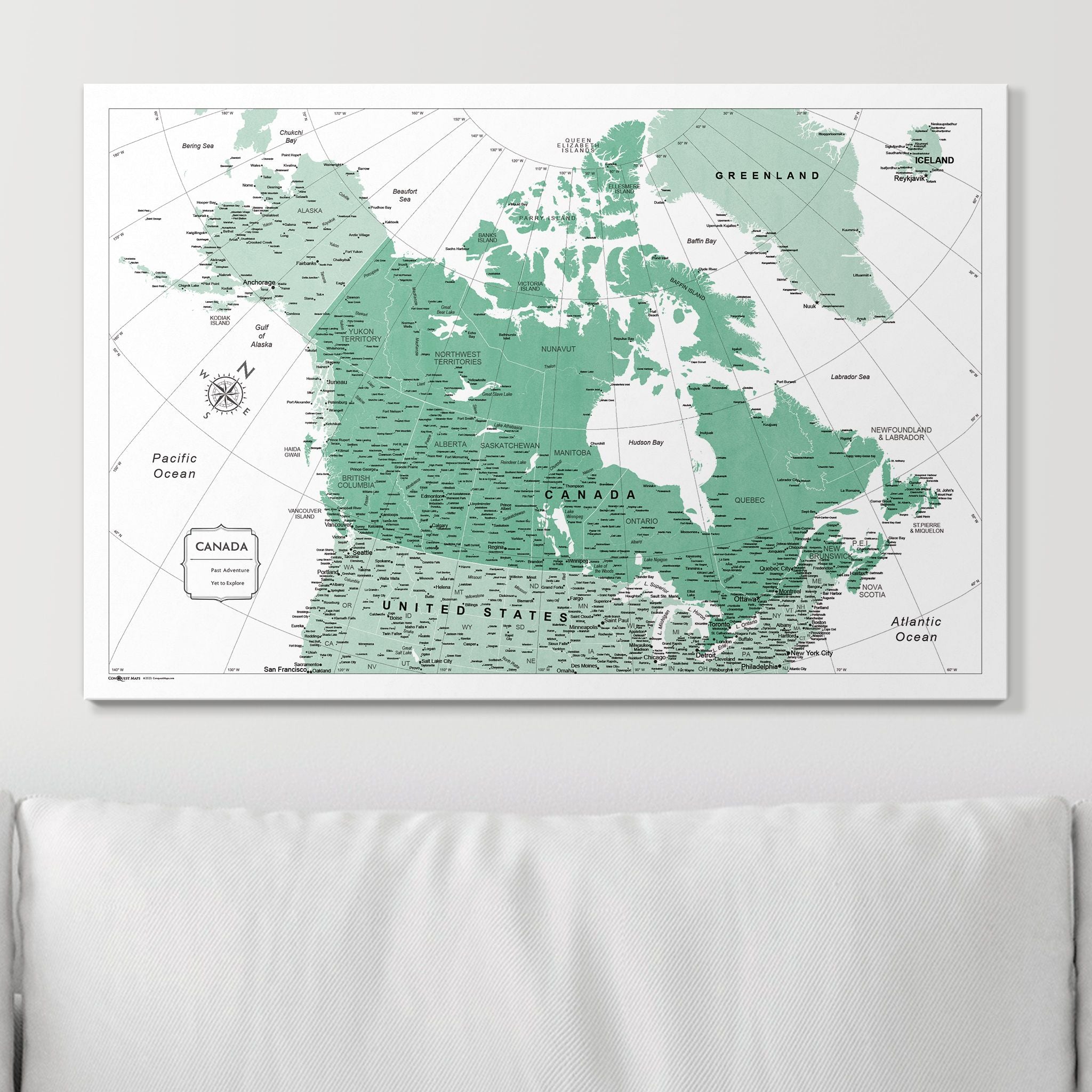 Push Pin Canada Map (Pin Board) - Green Color Splash CM Pin Board