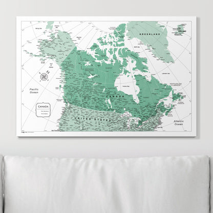 Push Pin Canada Map (Pin Board) - Green Color Splash CM Pin Board