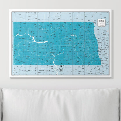 Push Pin North Dakota Map (Pin Board) - Teal Color Splash CM Pin Board