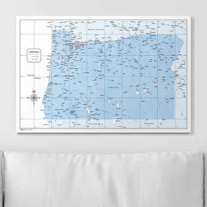 Push Pin Oregon Map (Pin Board) - Light Blue Color Splash CM Pin Board