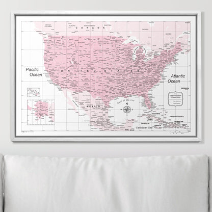 Push Pin USA Map (Pin Board) - Pink Color Splash CM Pin Board