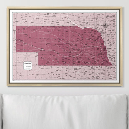 Push Pin Nebraska Map (Pin Board) - Burgundy Color Splash CM Pin Board