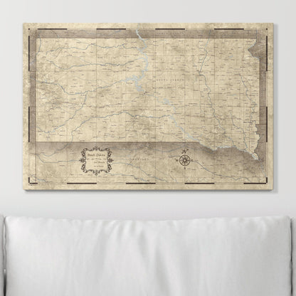 Push Pin South Dakota Map (Pin Board) - Rustic Vintage CM Pin Board