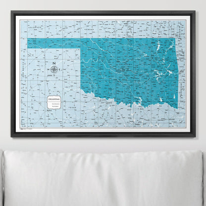 Push Pin Oklahoma Map (Pin Board) - Teal Color Splash CM Pin Board