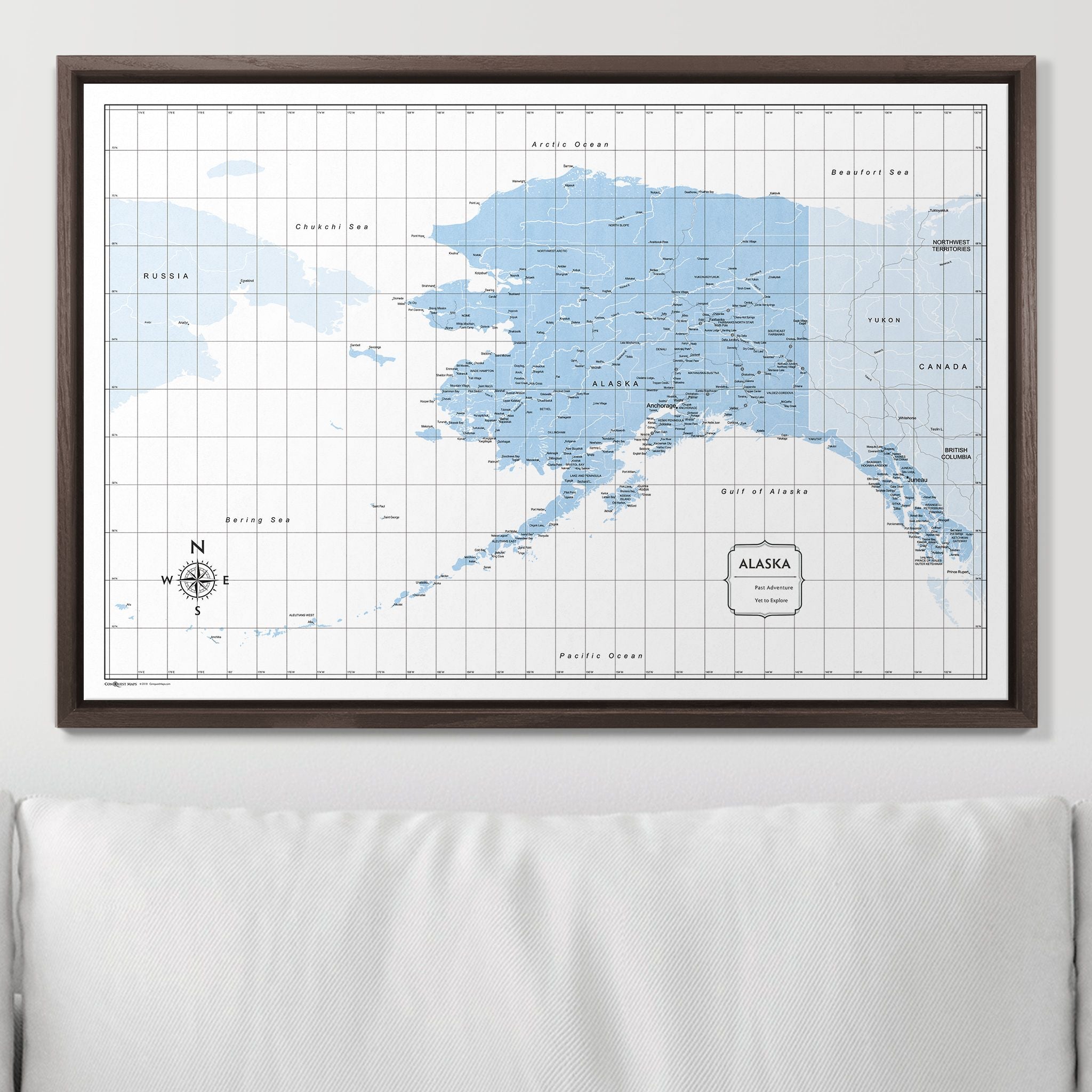 Push Pin Alaska Map (Pin Board) - Light Blue Color Splash CM Pin Board