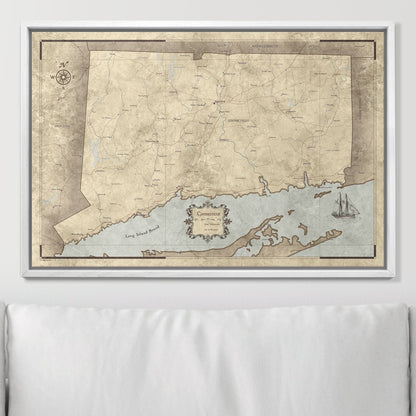 Push Pin Connecticut Map (Pin Board) - Rustic Vintage CM Pin Board