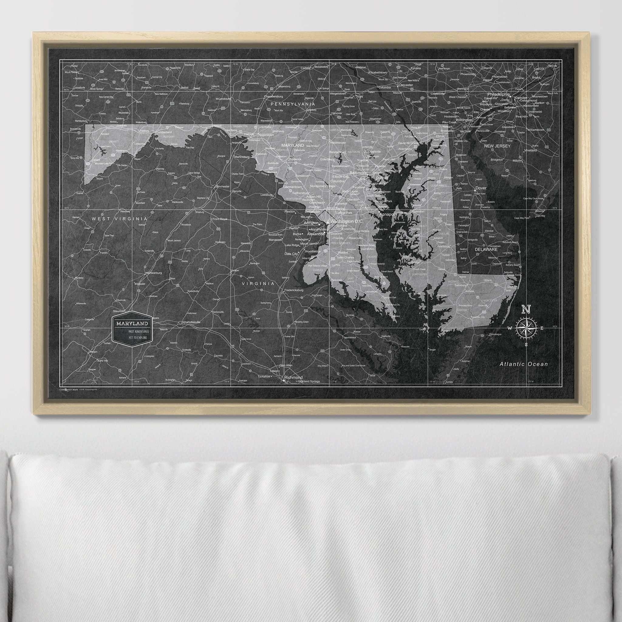 Push Pin Maryland Map (Pin Board) - Modern Slate CM Pin Board