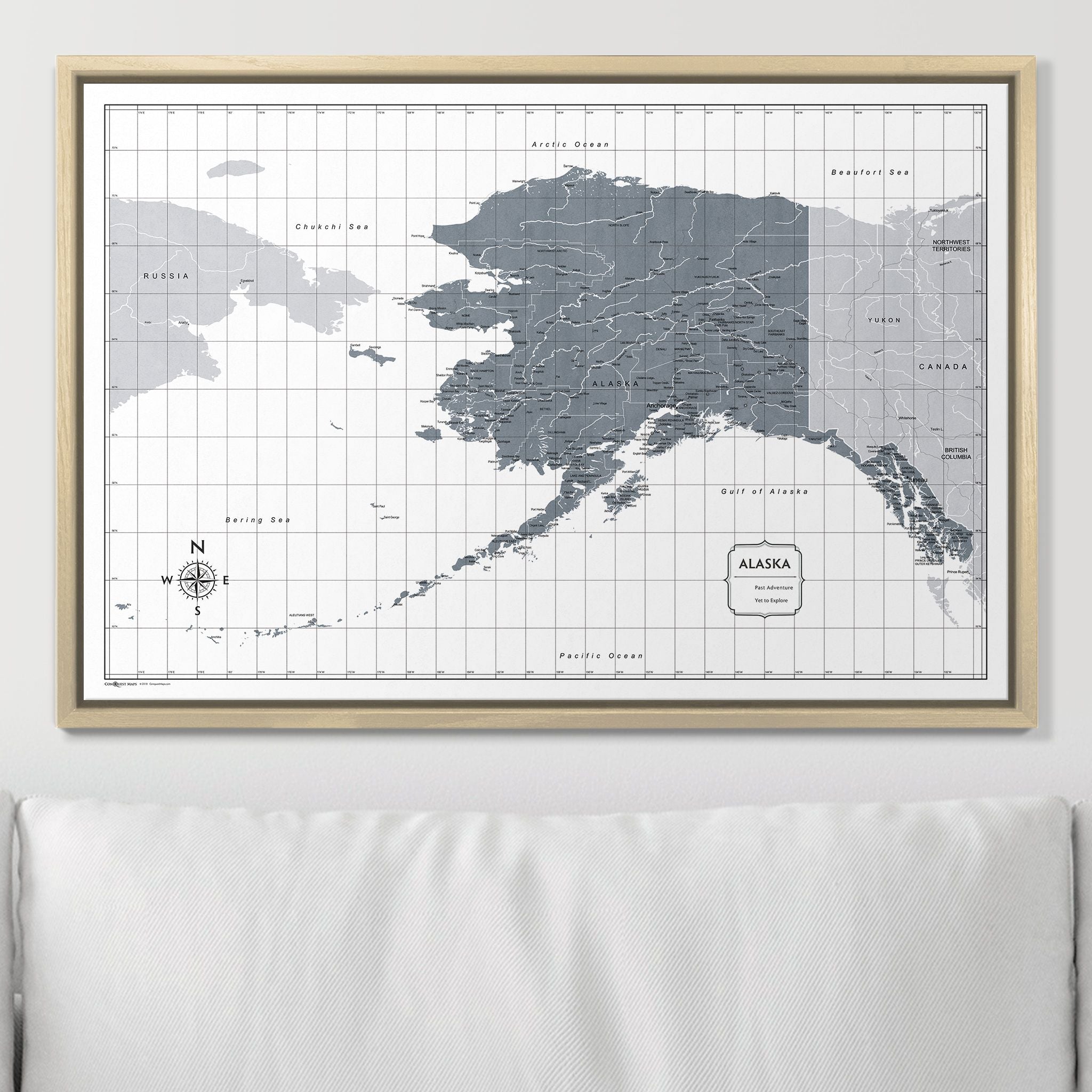 Push Pin Alaska Map (Pin Board) - Dark Gray Color Splash CM Pin Board