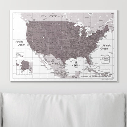 Push Pin USA Map (Pin Board) - Dark Brown Color Splash CM Pin Board