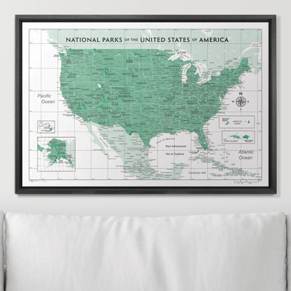 Push Pin National Parks Map (Pin Board) - Green Color Splash CM Pin Board