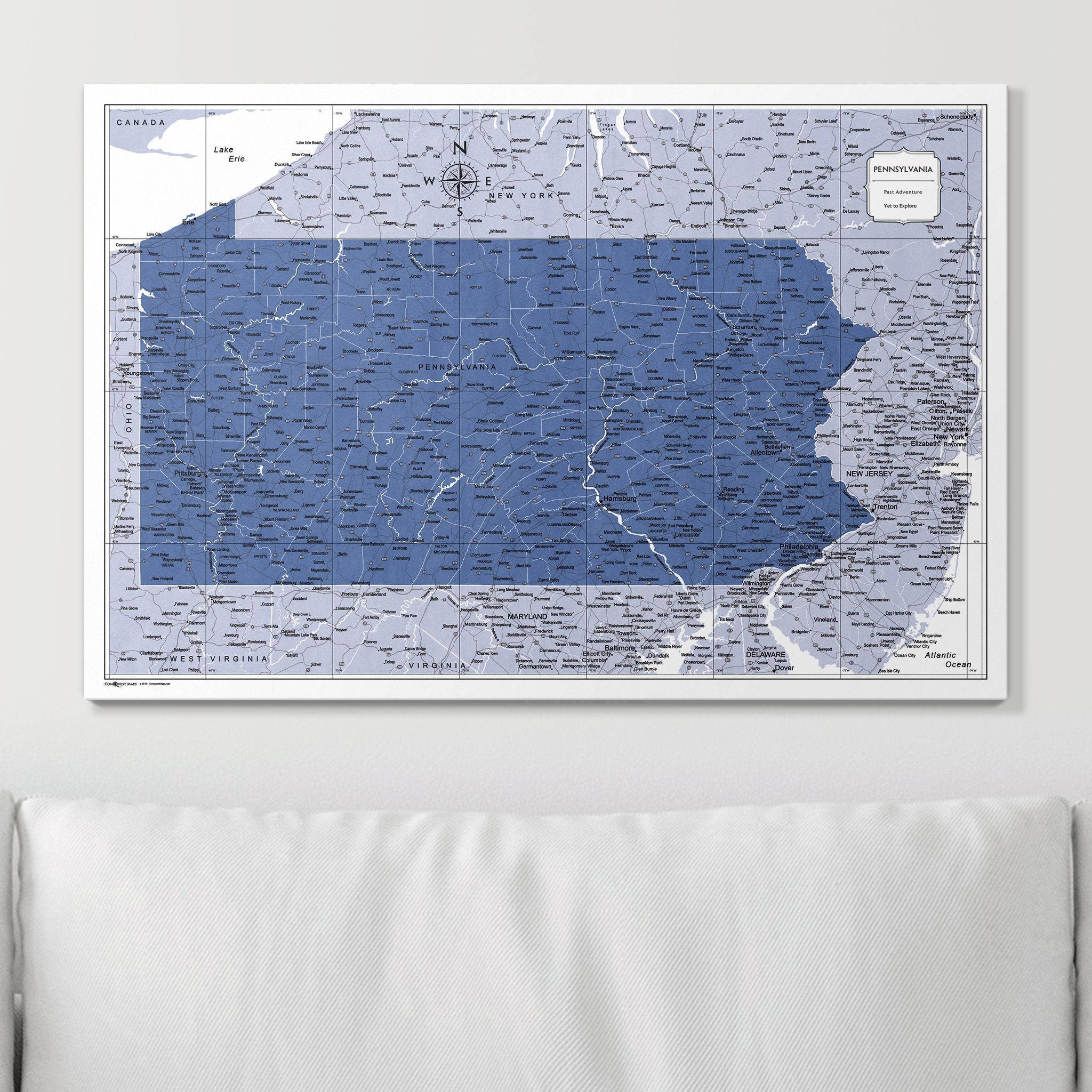 Push Pin Pennsylvania Map (Pin Board) - Navy Color Splash CM Pin Board