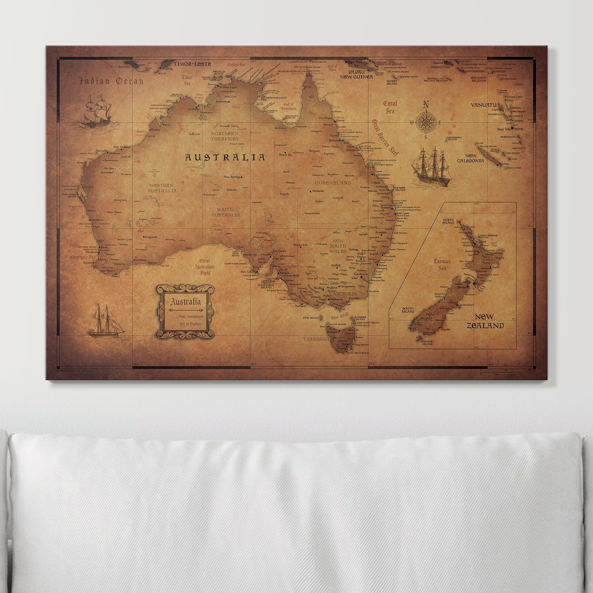 Push Pin Australia Map (Pin Board) - Golden Aged CM Pin Board