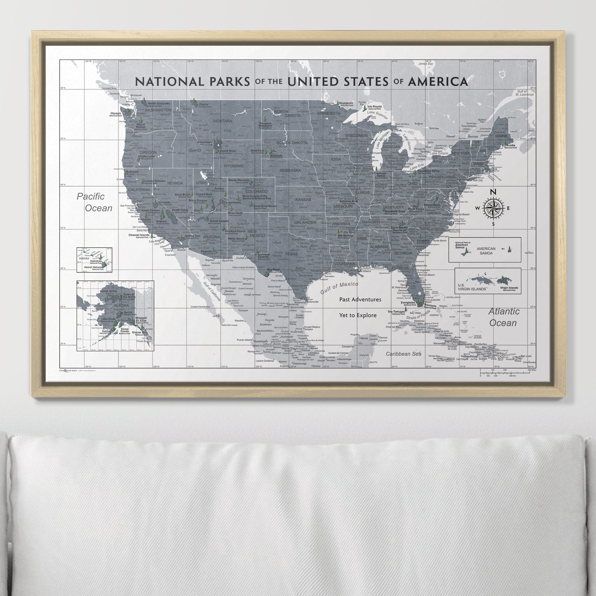 Push Pin National Parks Map (Pin Board) - Dark Gray Color Splash CM Pin Board