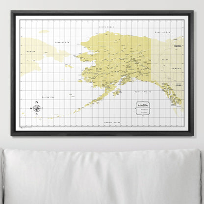 Push Pin Alaska Map (Pin Board) - Yellow Color Splash CM Pin Board