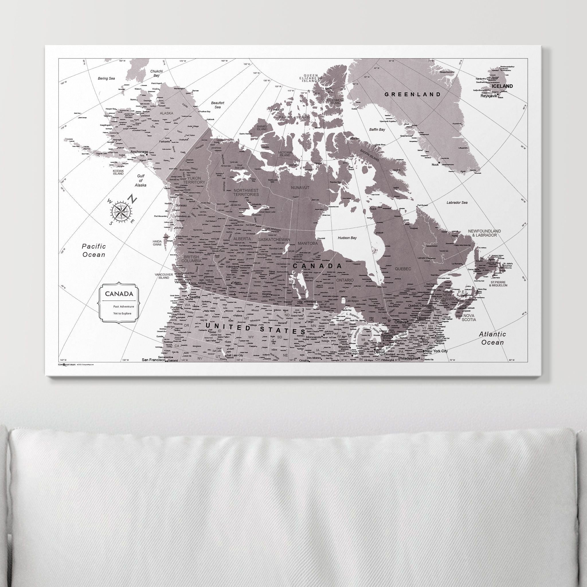 Push Pin Canada Map (Pin Board) - Dark Brown Color Splash CM Pin Board