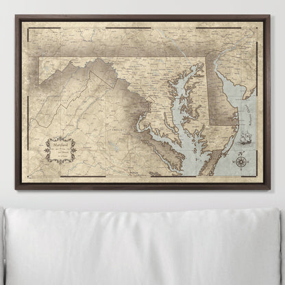 Push Pin Maryland Map (Pin Board) - Rustic Vintage CM Pin Board