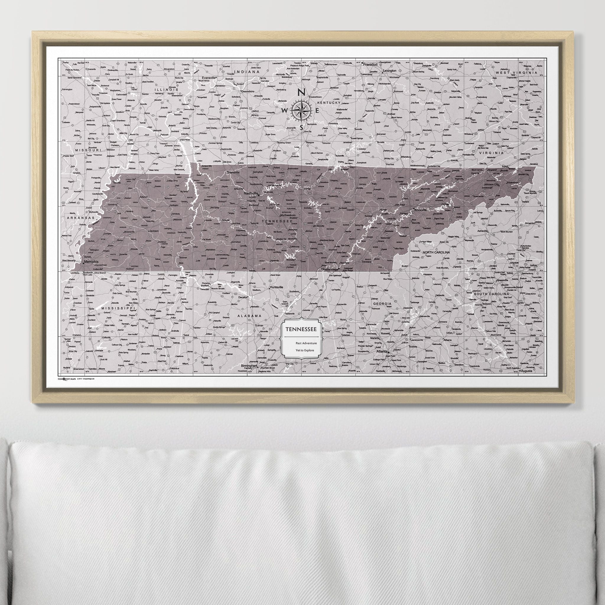 Push Pin Tennessee Map (Pin Board) - Dark Brown Color Splash CM Pin Board