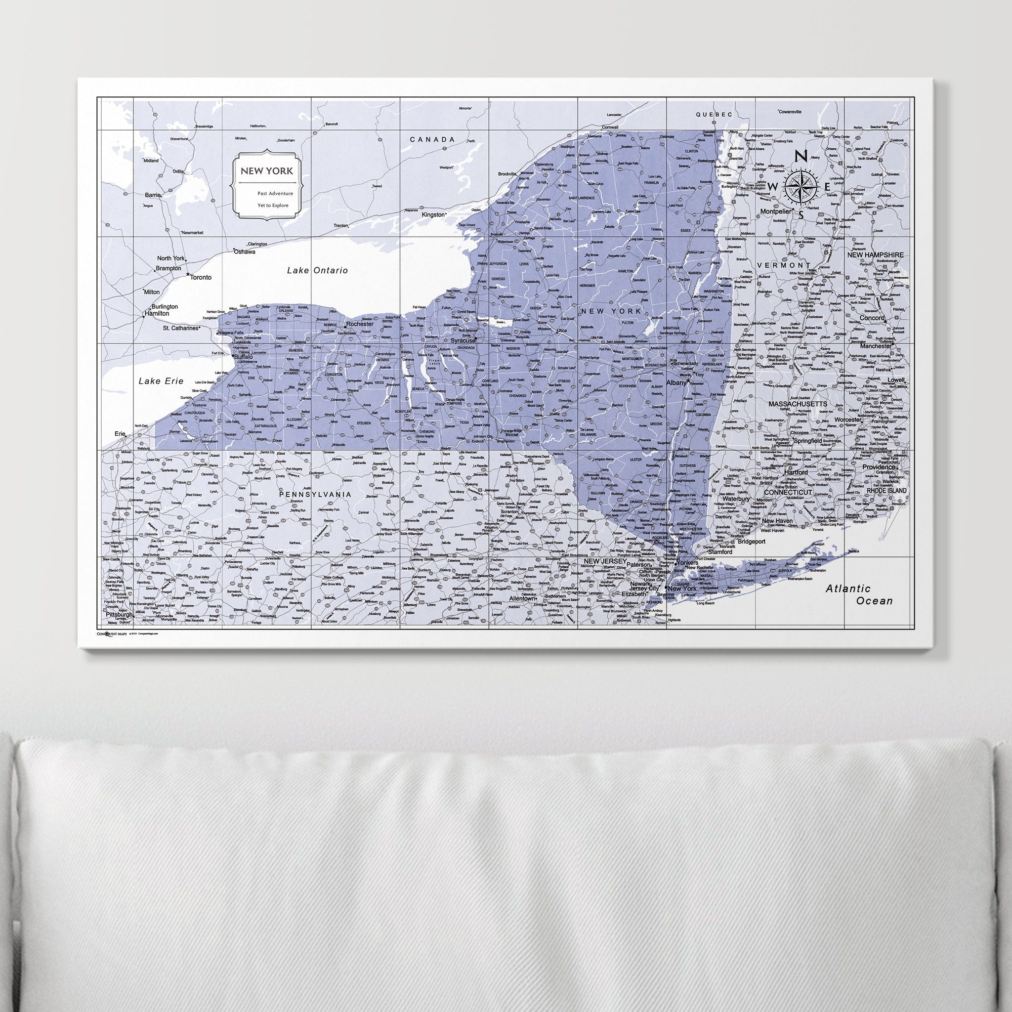 Push Pin New York Map (Pin Board) - Purple Color Splash CM Pin Board