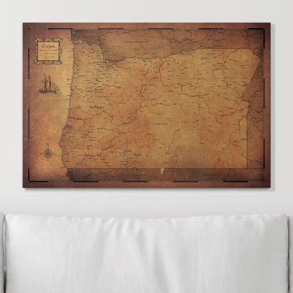 Push Pin Oregon Map (Pin Board) - Golden Aged CM Pin Board