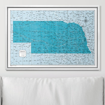 Push Pin Nebraska Map (Pin Board) - Teal Color Splash CM Pin Board