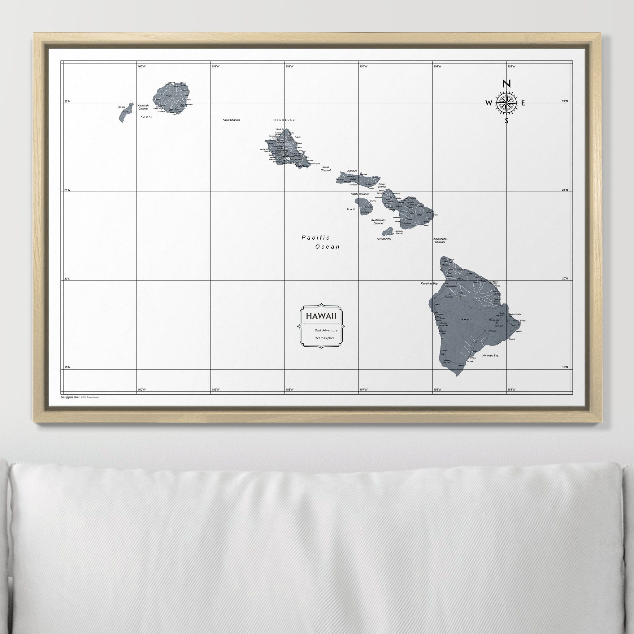 Push Pin Hawaii Map (Pin Board) - Dark Gray Color Splash CM Pin Board