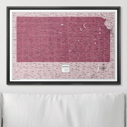 Push Pin Kansas Map (Pin Board) - Burgundy Color Splash CM Pin Board