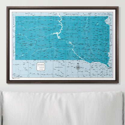 Push Pin South Dakota Map (Pin Board) - Teal Color Splash CM Pin Board