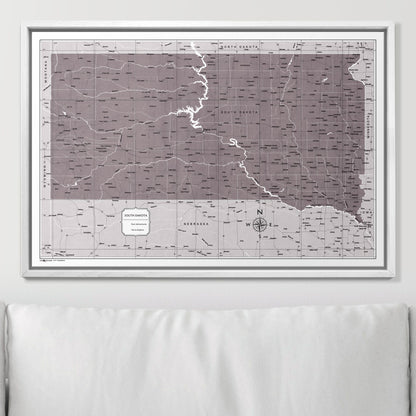 Push Pin South Dakota Map (Pin Board) - Dark Brown Color Splash CM Pin Board