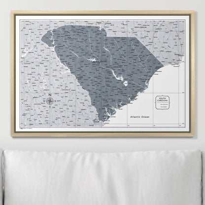 Push Pin South Carolina Map (Pin Board) - Dark Gray Color Splash CM Pin Board