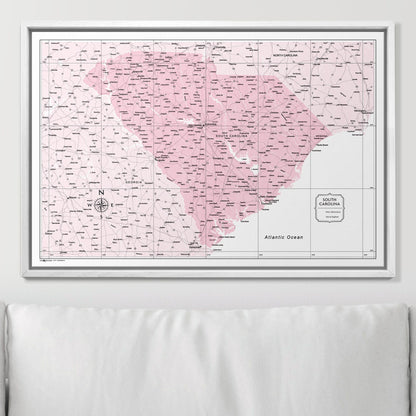 Push Pin South Carolina Map (Pin Board) - Pink Color Splash CM Pin Board