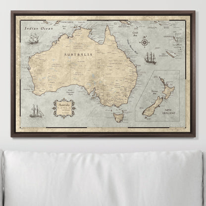 Push Pin Australia Map (Pin Board) - Rustic Vintage CM Pin Board