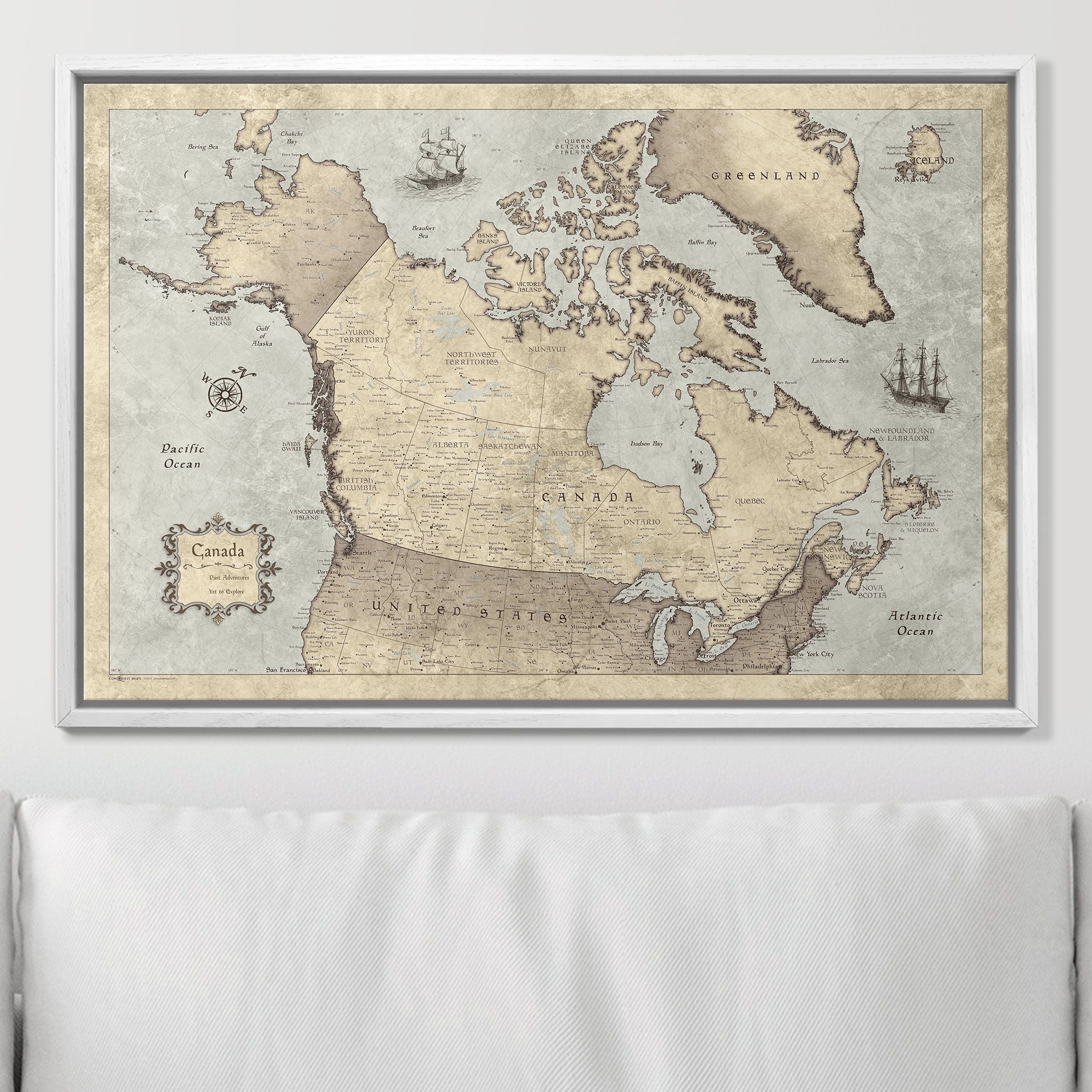 Push Pin Canada Map (Pin Board) - Rustic Vintage CM Pin Board