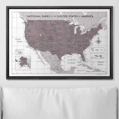 Push Pin National Parks Map (Pin Board) - Dark Brown Color Splash CM Pin Board