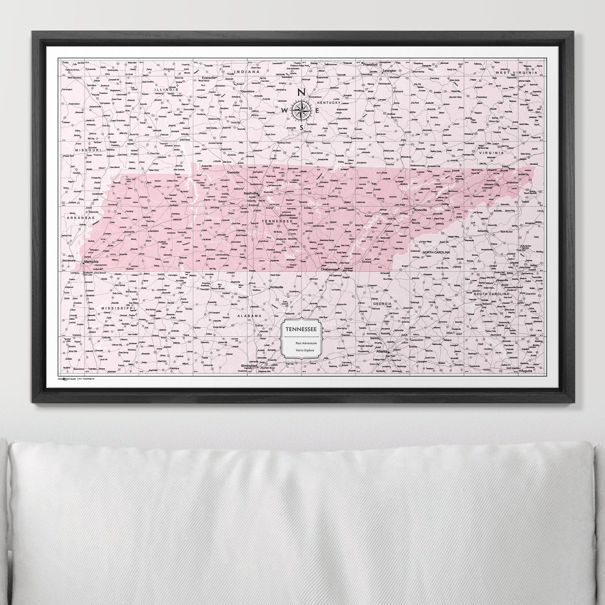 Push Pin Tennessee Map (Pin Board) - Pink Color Splash CM Pin Board